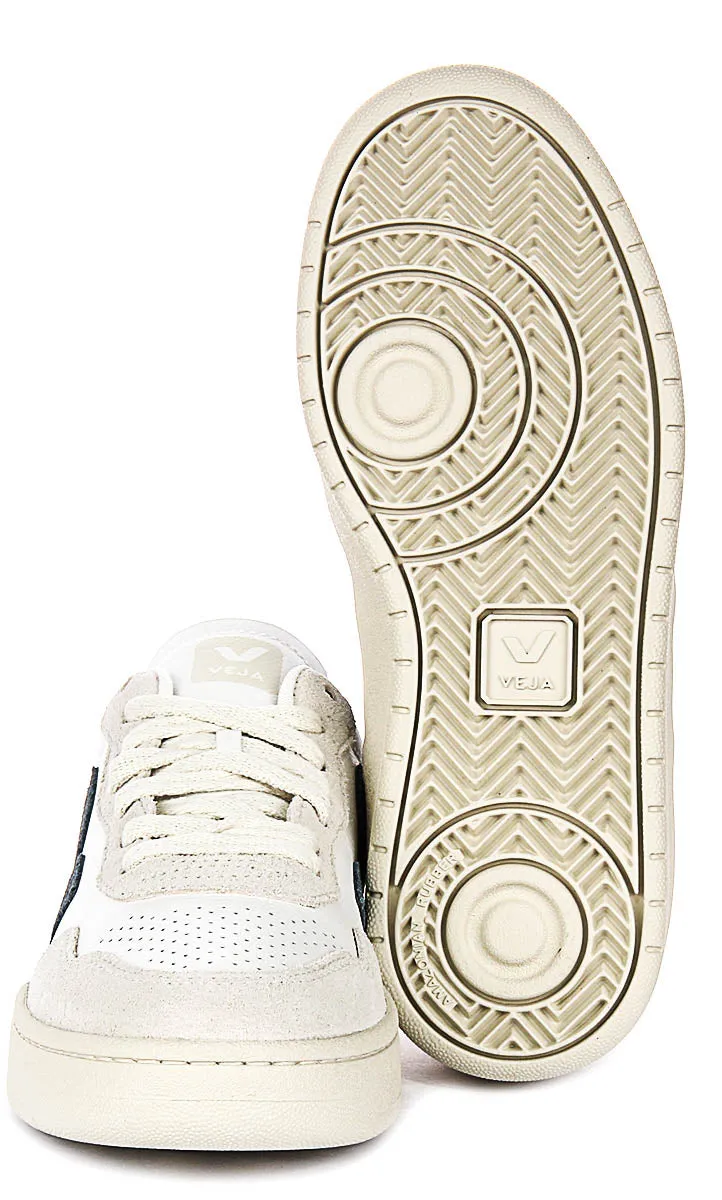 High Quality Veja V-90 O. T. Leather In White Blue For Women