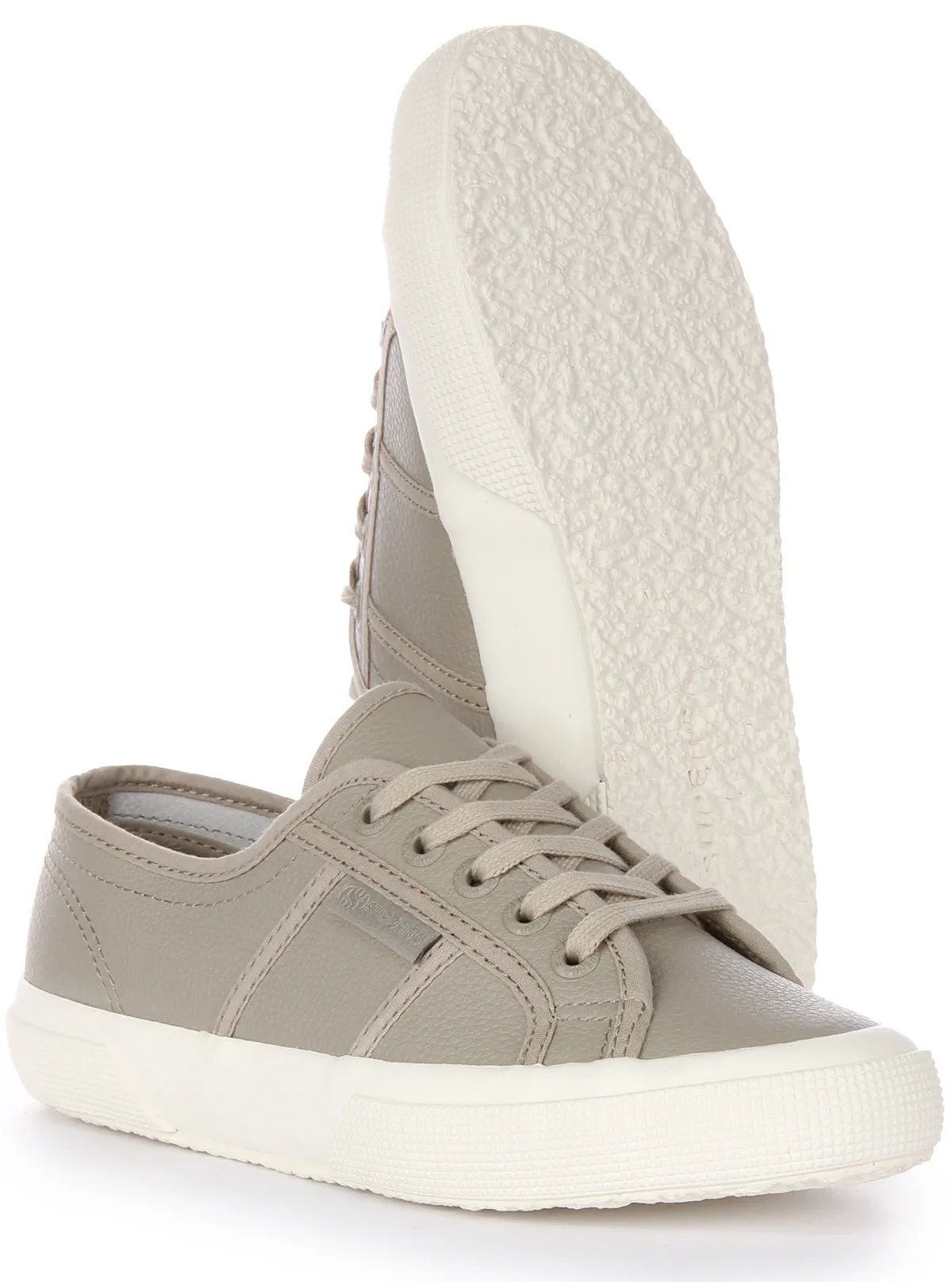 High Traction Superga 2750 Tumbled Leather In Grey For Unisex
