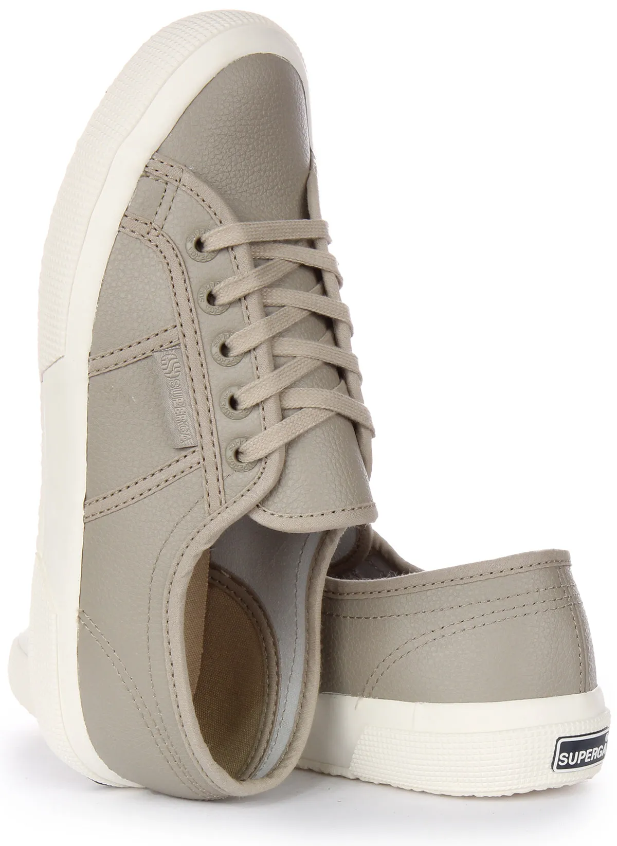 High Traction Superga 2750 Tumbled Leather In Grey For Unisex