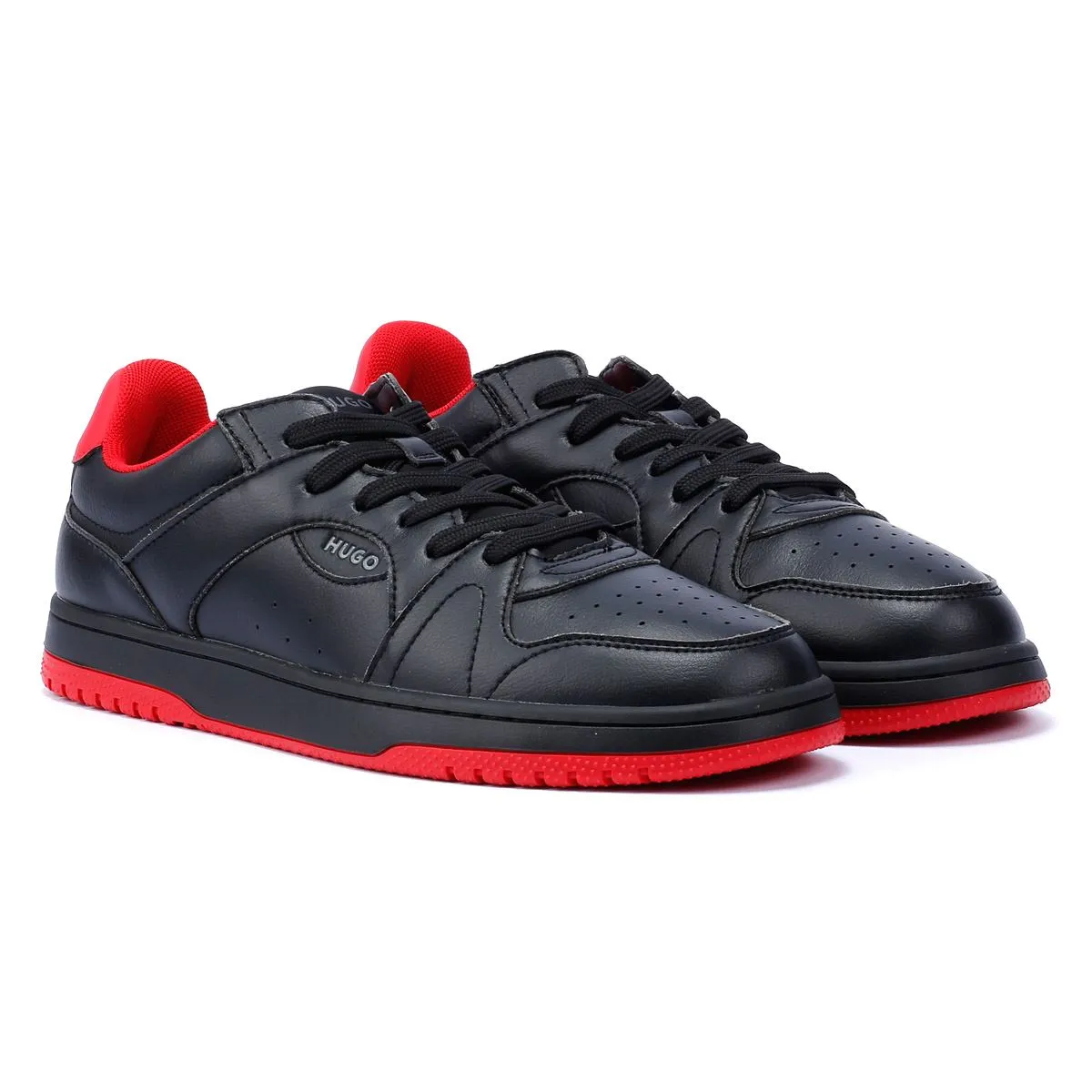 Hugo Hadrian Tennis Men's Black/Red Trainers Heel zone cradles the foot for firm landings Urban Motion