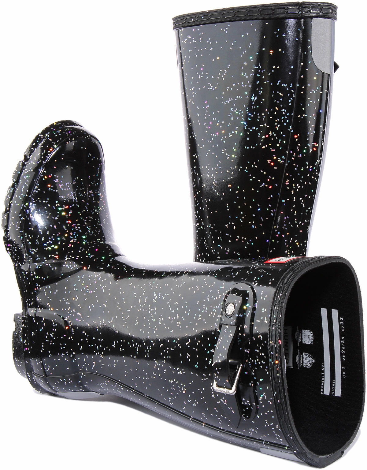 Hunter Original Giant Glitter In Black For Junior Outdoor Shield
