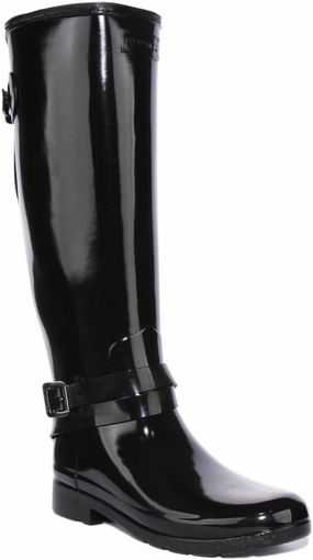 Water Repellent Wear Hunter Refined Tall In Black Gloss For Women