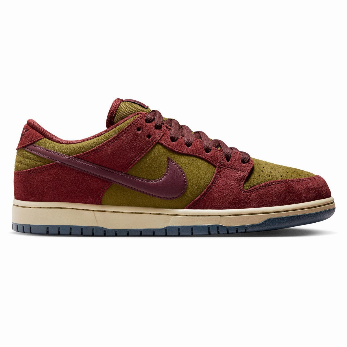 Smooth Motion All Day Ride Nike SB Dunk Low Pro Shoes - Dark Team Red/Burgundy Crush/Olive Flak