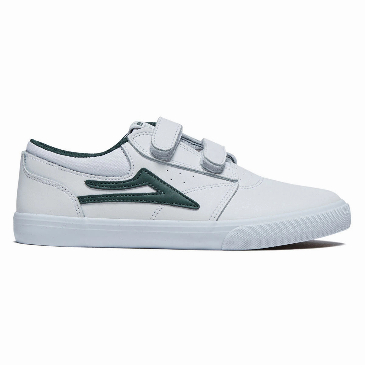 Lakai Youth Griffin Shoes - White/Pine Leather Dynamic Fit Easy Use