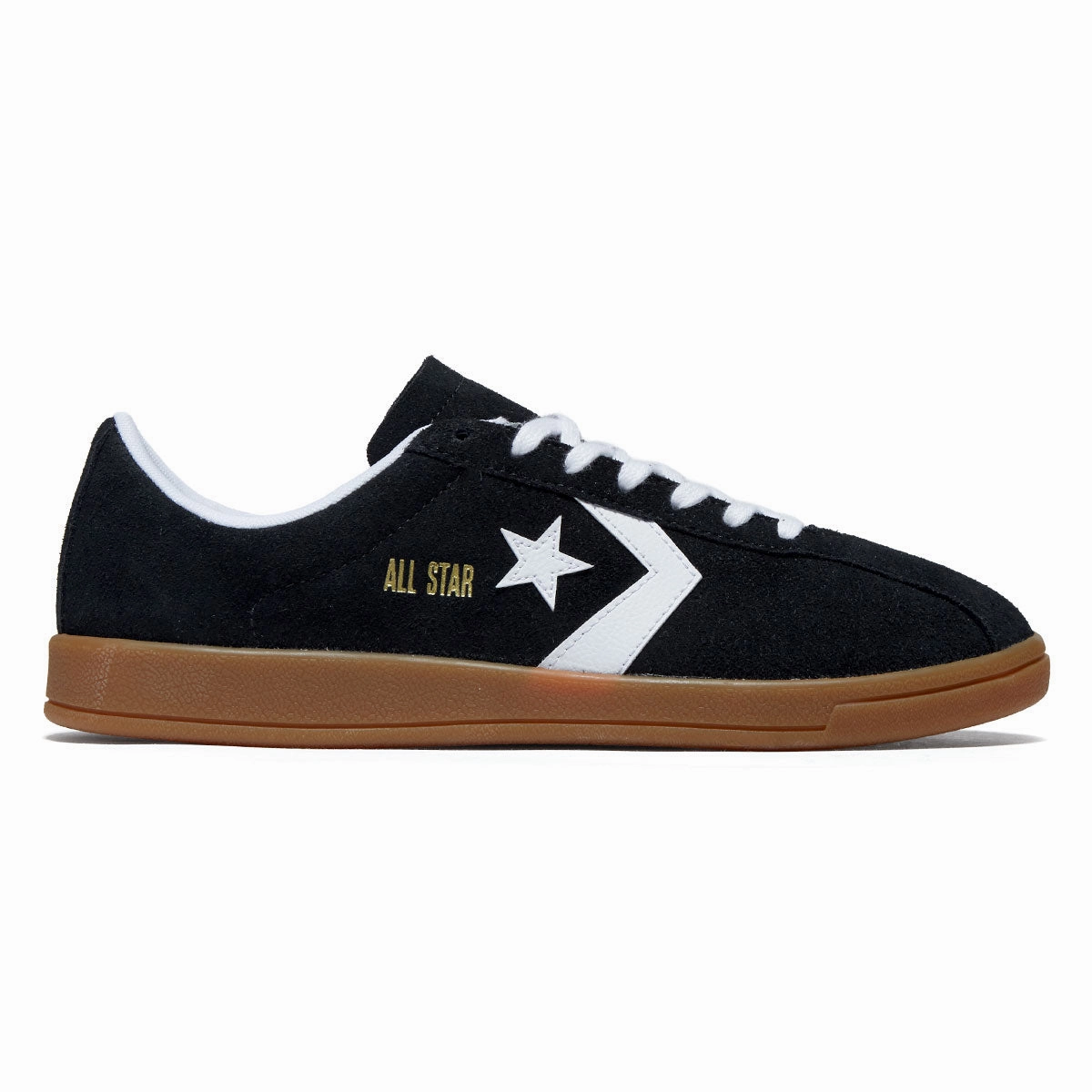 Converse All Star Classic Trainer Suede Ox Shoes - Black/White/Gum running with music