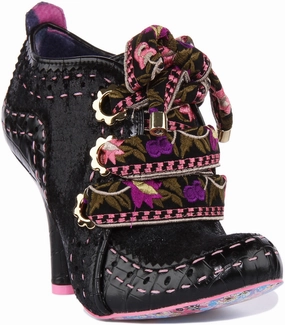 Flexible Upper Irregular Choice Abigails Flower In Black Pink For Women