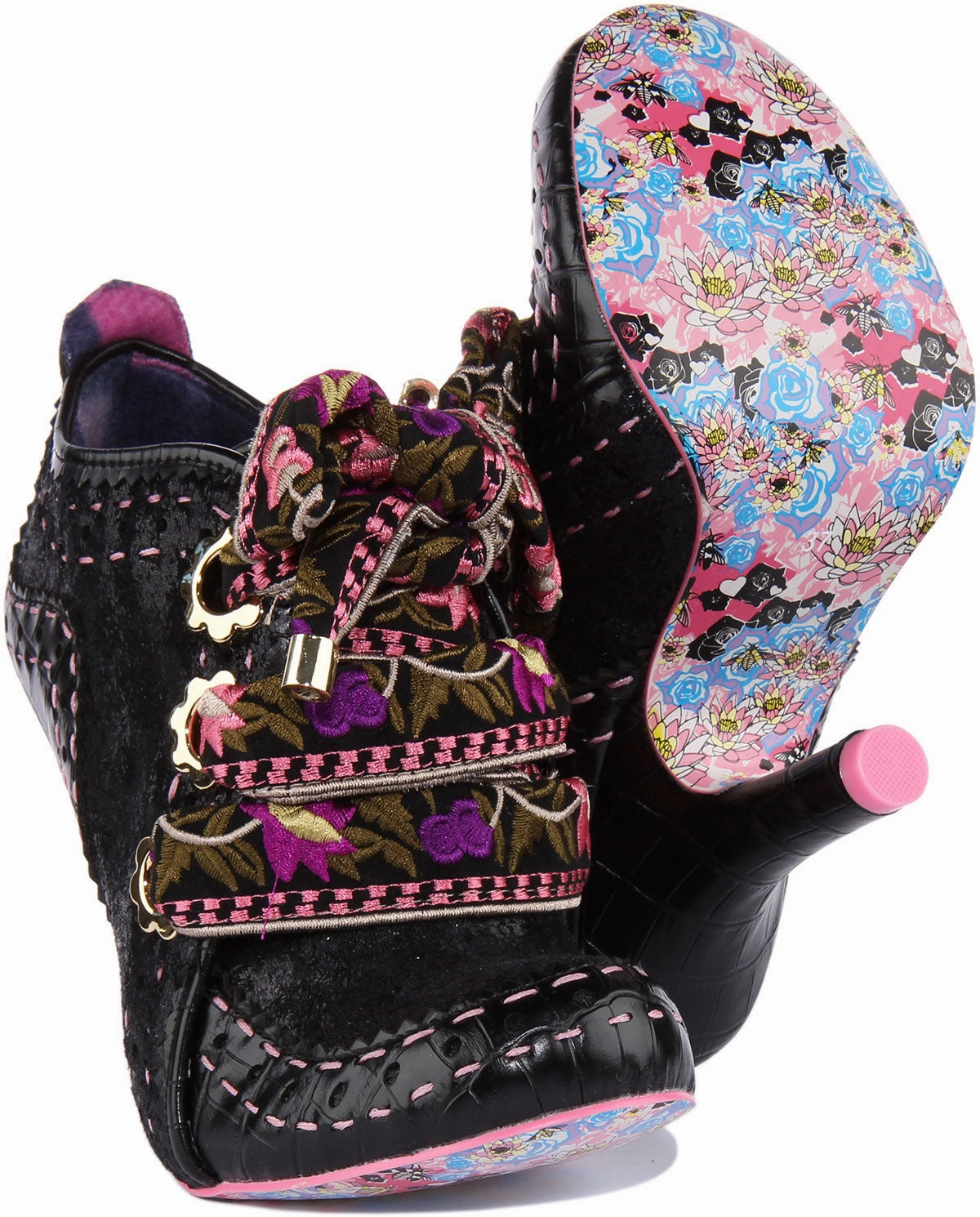 Irregular Choice Abigails Flower In Black Pink For Women Trail Fit