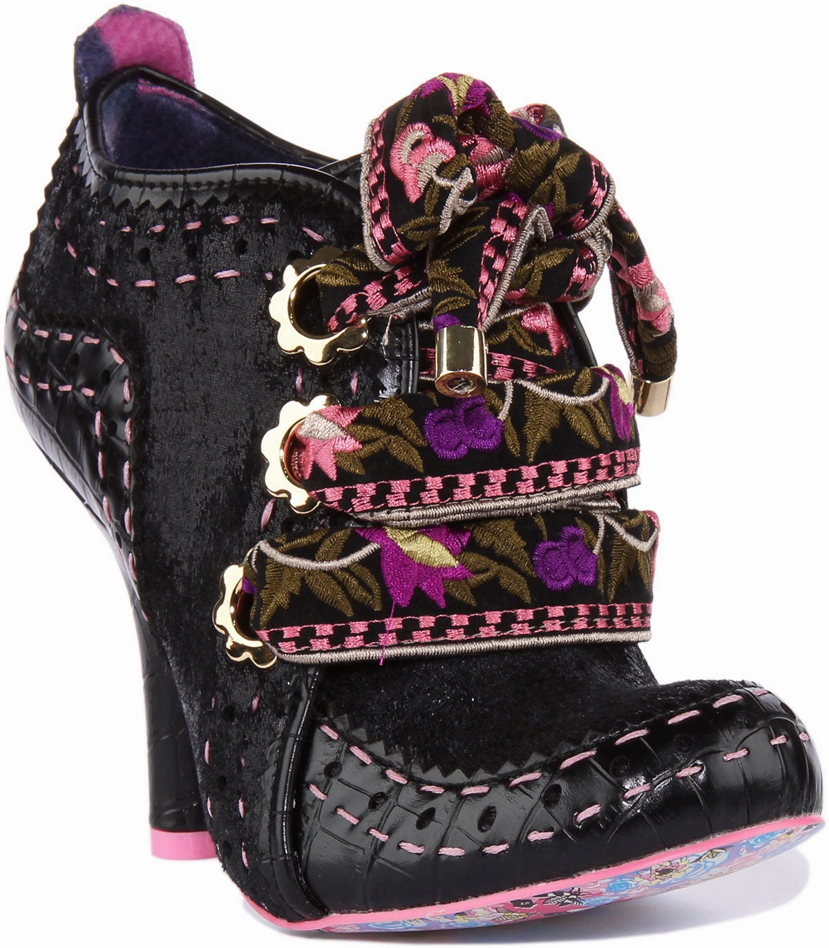 Flexible Upper Irregular Choice Abigails Flower In Black Pink For Women