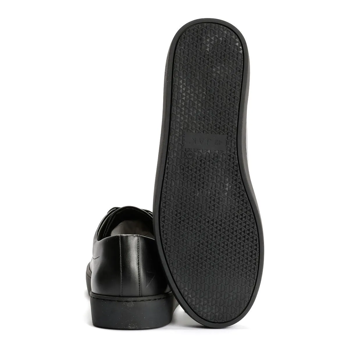 JAK Royal Leather Men's All Black Trainers Balanced Stability