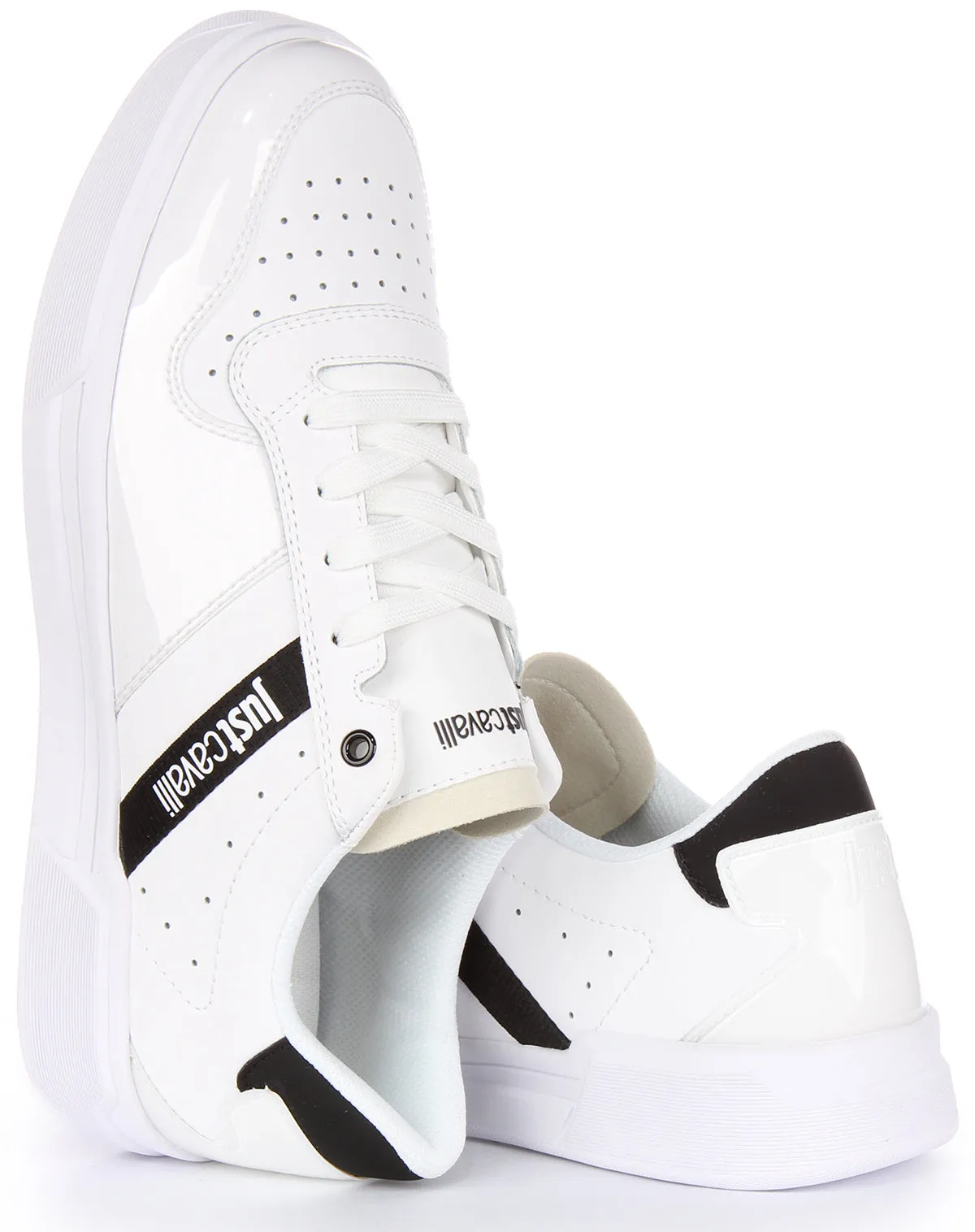 Just Cavalli Fondo Minimal In White For Men Flex Fit