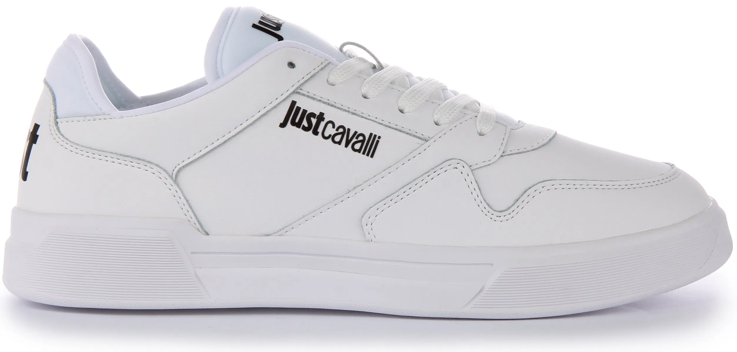 Justcavalli Fondo Lace up Trainers In White For Men Cool Comfort