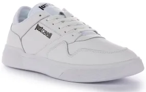 Justcavalli Fondo Lace up Trainers In White For Men Routine Fit