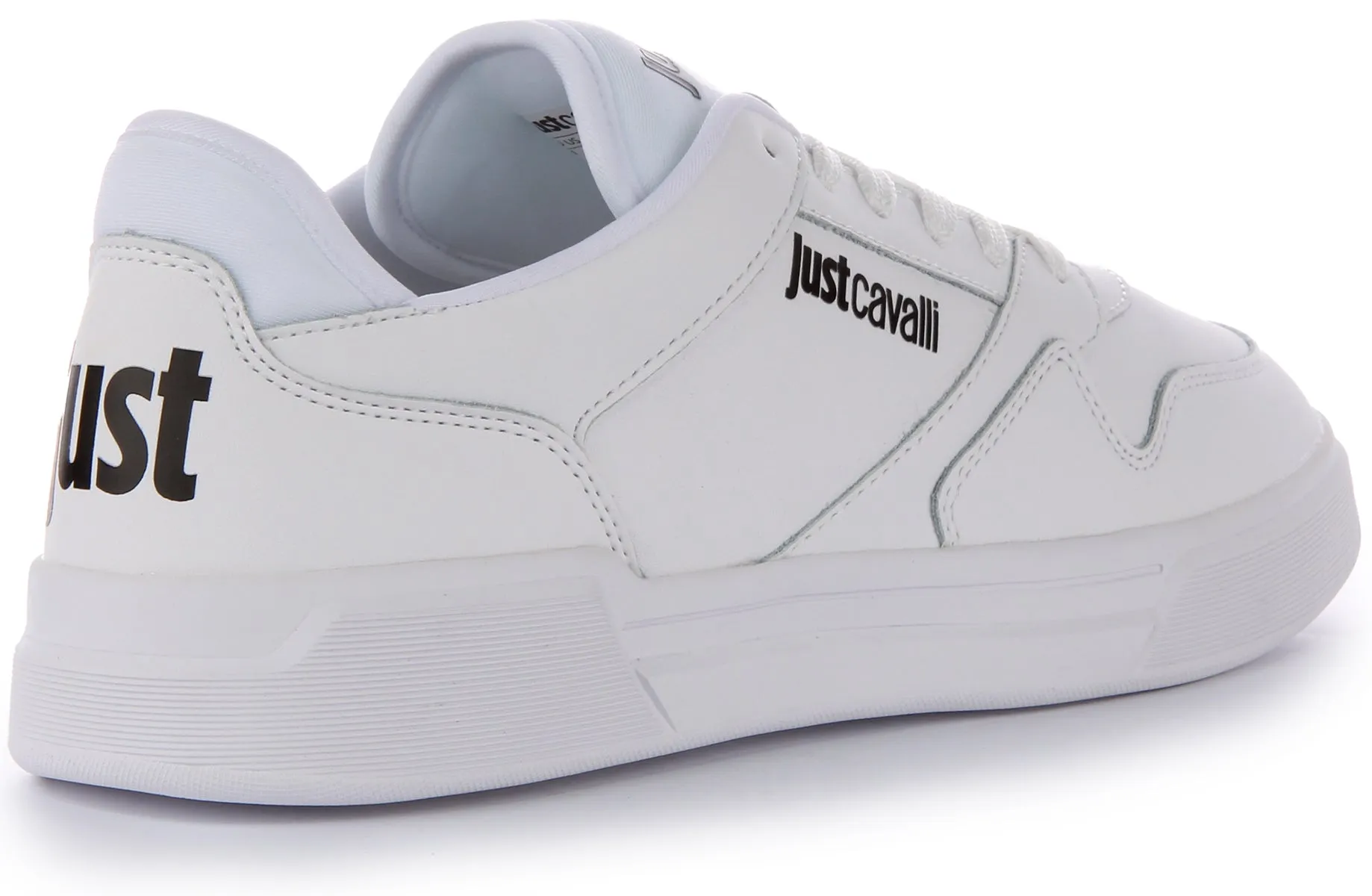 Justcavalli Fondo Lace up Trainers In White For Men Cool Comfort