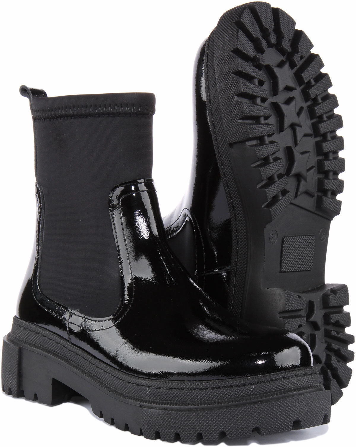 Justinreess England Claudia In Black Patent For Women Trail Control Gear Boots
