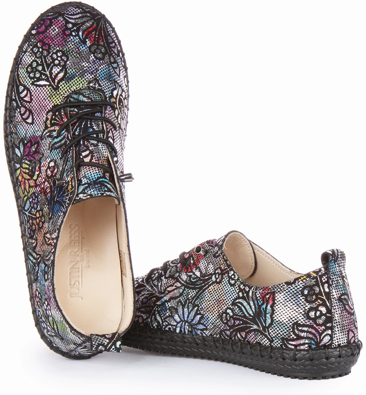 Justinreess England Lexi 2 In Black Silver For Women Pointy Toe