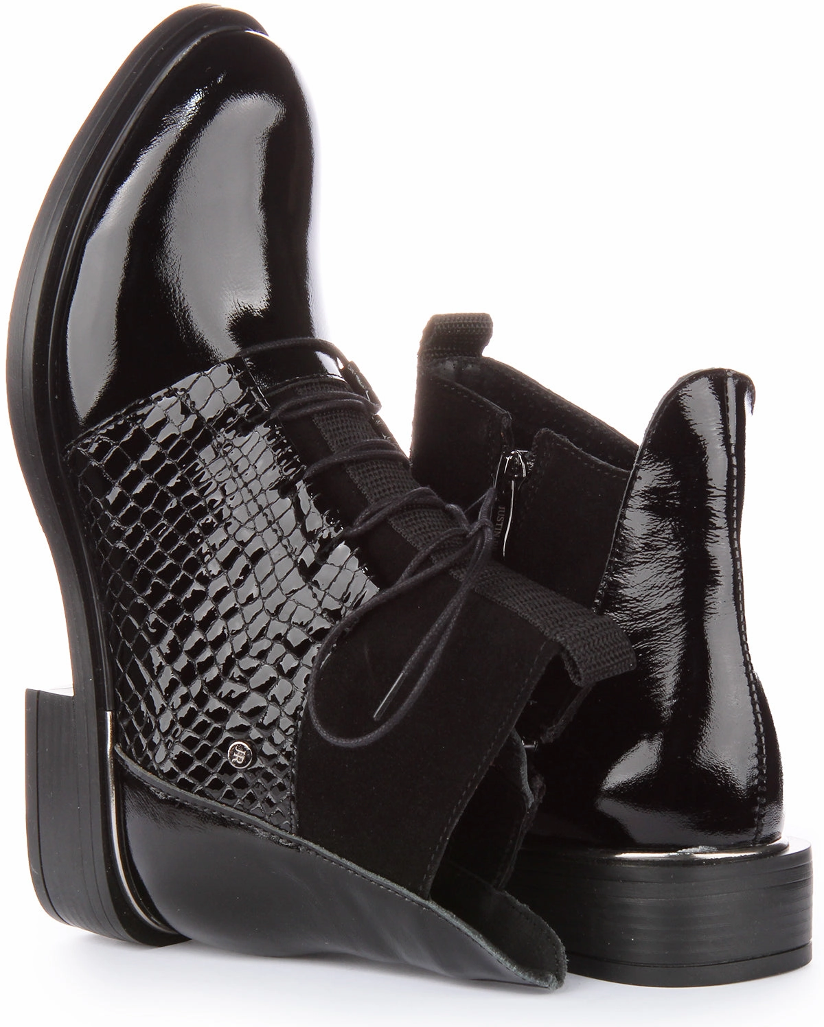 Justinreess England Mylah In Black Patent For Women Core Comfort