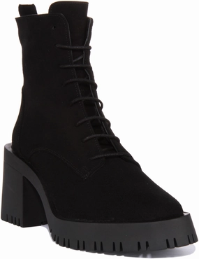 Justinreess England Zoe In Black Suede For Women No-Slip Traction Rough Trails