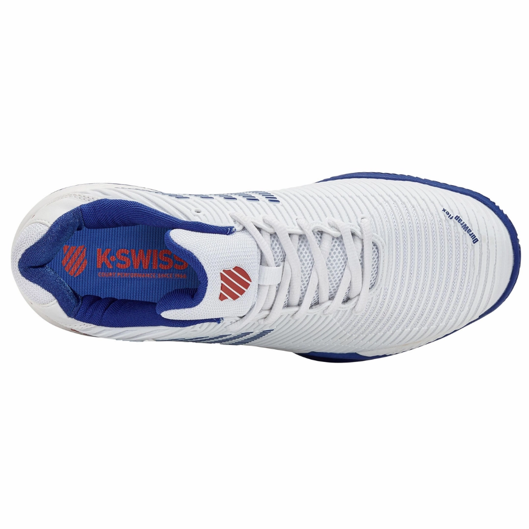K Swiss Hypercourt Men Express 2 HB Tennis Shoes - White/Royal/Red Forefoot Cushion