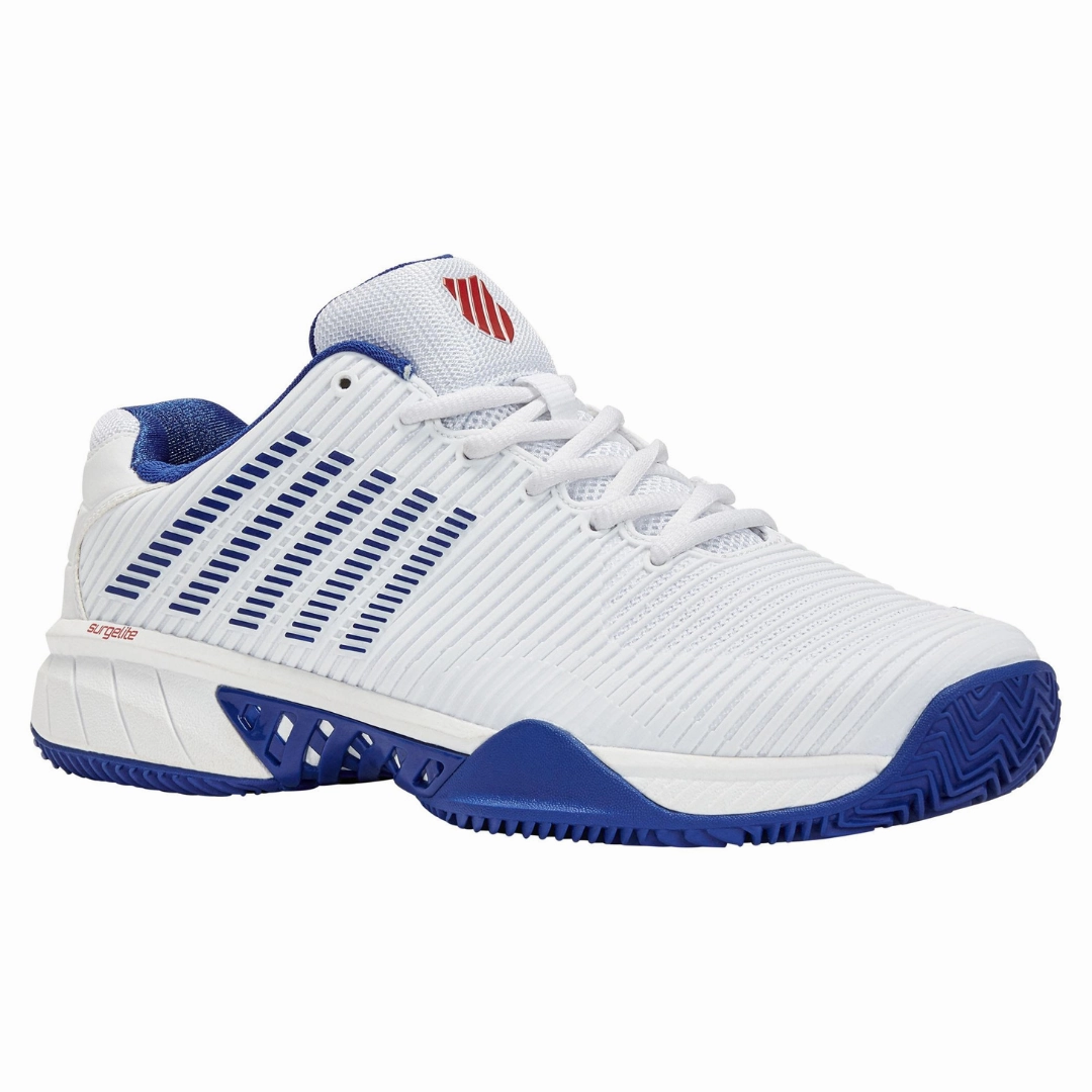 K Swiss Hypercourt Men Express 2 HB Tennis Shoes - White/Royal/Red Forefoot Cushion