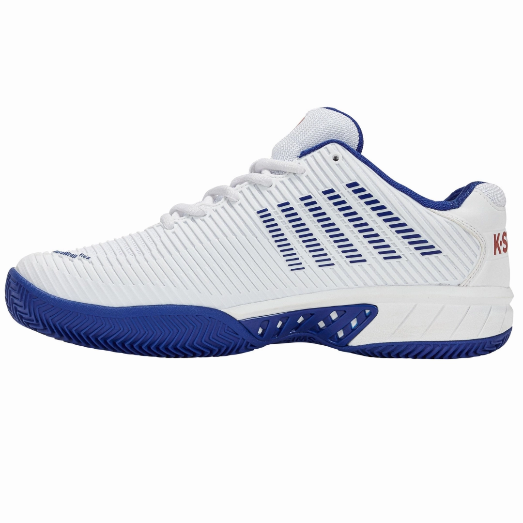 K Swiss Hypercourt Men Express 2 HB Tennis Shoes - White/Royal/Red Forefoot Cushion