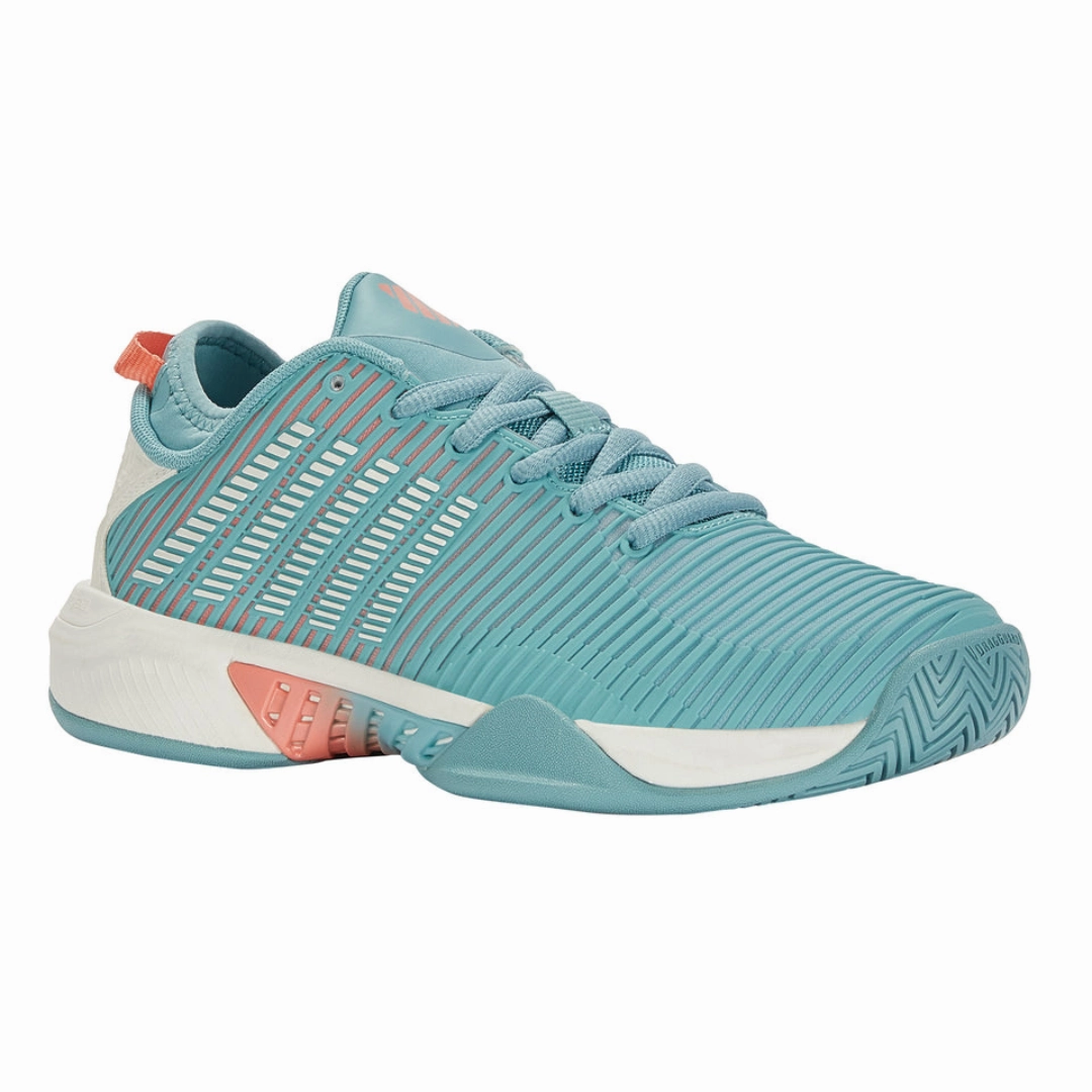 K Swiss Hypercourt Supreme Women Tennis Shoes - Nile Blue/Blanc De Blanc/Desert Flower Reinforced heel