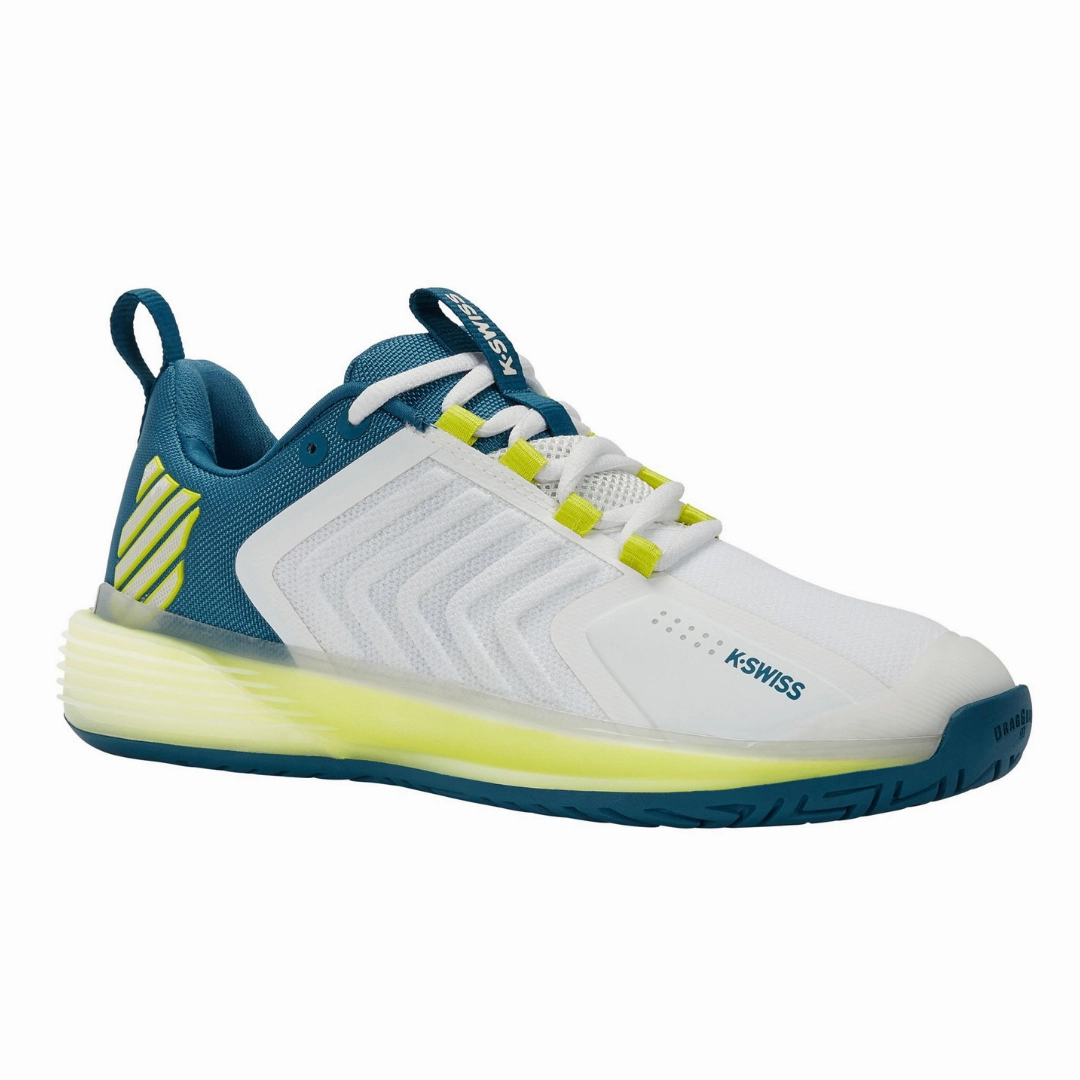 K Swiss Ultrashot 3 AC Men Tennis Shoes - White/Celestial/Primrose Low Cut