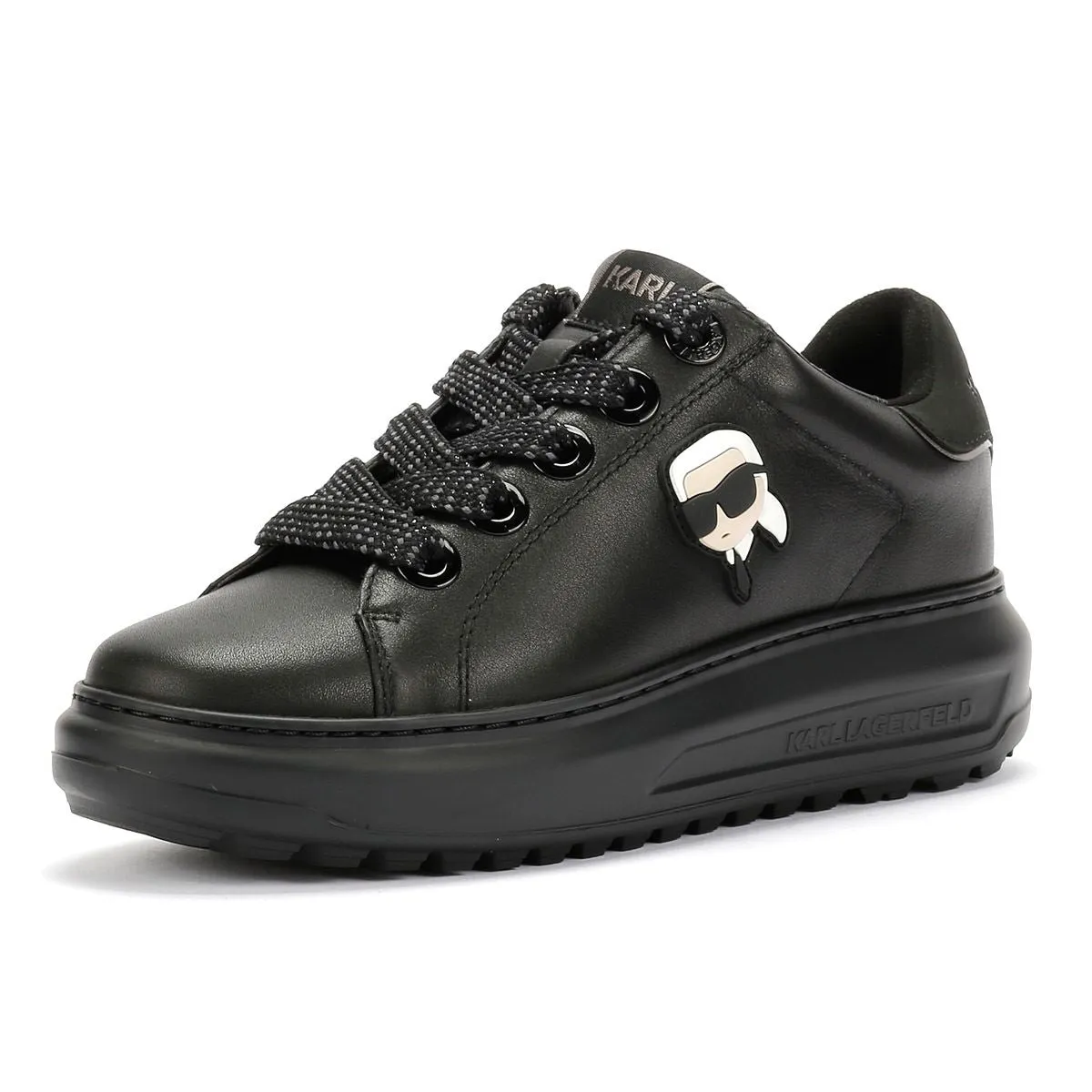 Karl Lagerfeld Kapri Lug Karl NFT Lo Lace Leather Women's Black Trainers Cloud Cushioning