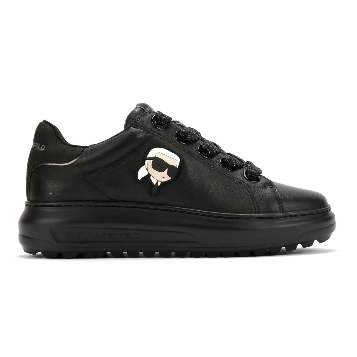 Karl Lagerfeld Kapri Lug Karl NFT Lo Lace Leather Women's Black Trainers Cloud Cushioning