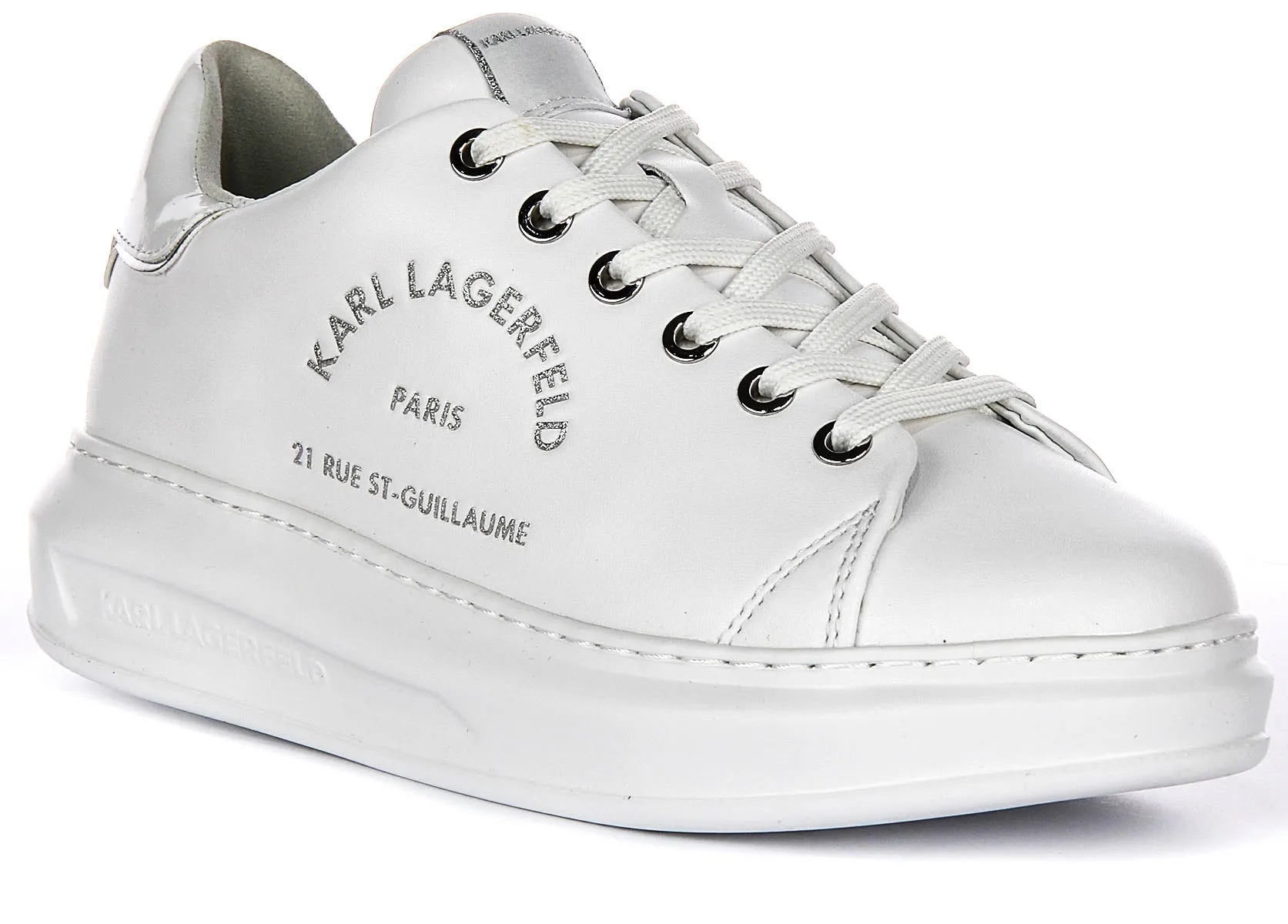 Motion Driven Well Cushioned Karl Lagerfeld Kapri Maison Glitter In White For Women