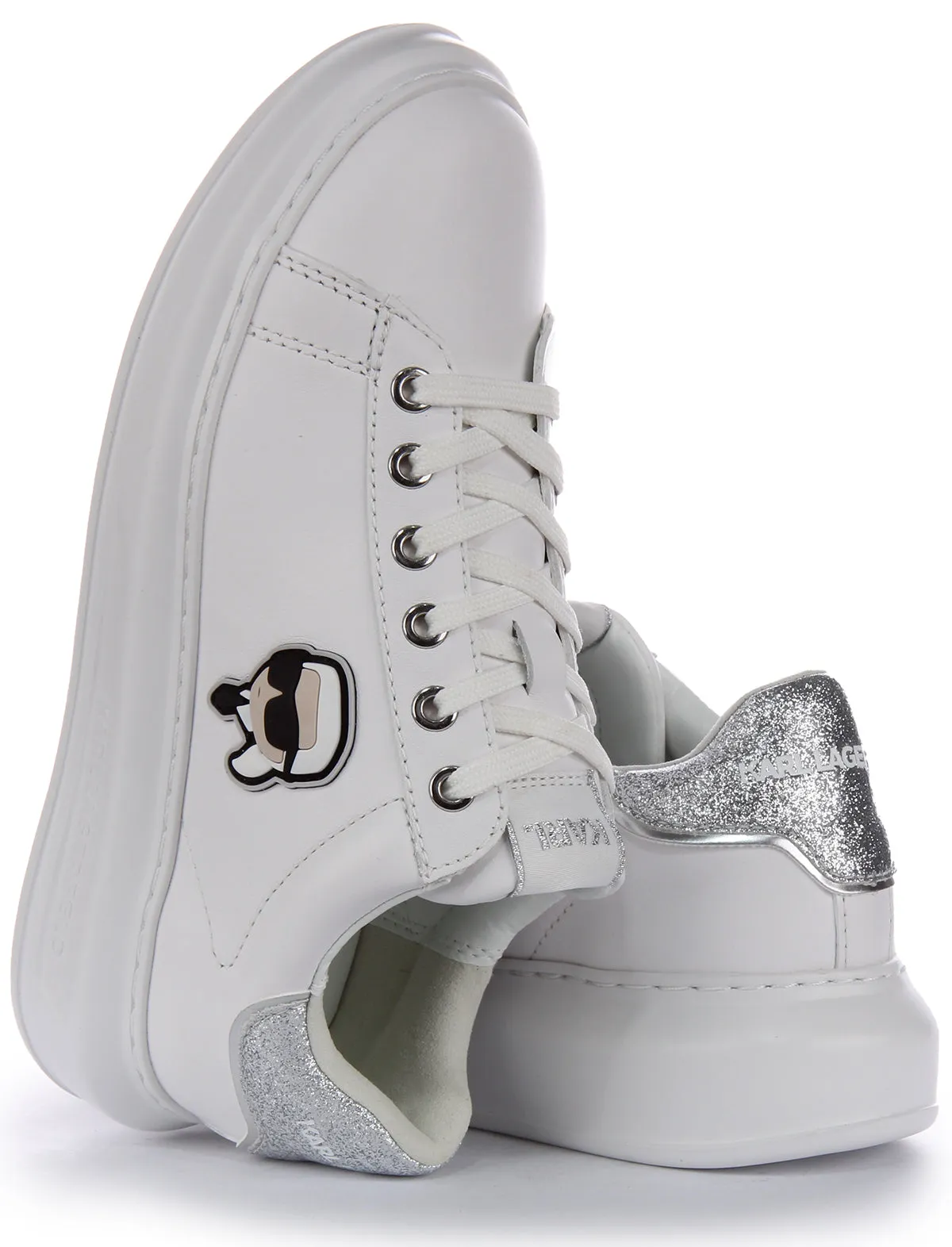 Karl Lagerfeld Kapri NFT Lo In White Silver For Women Flex Foam