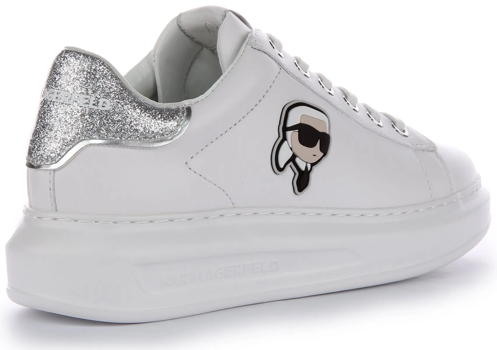 Karl Lagerfeld Kapri NFT Lo In White Silver For Women Flex Foam