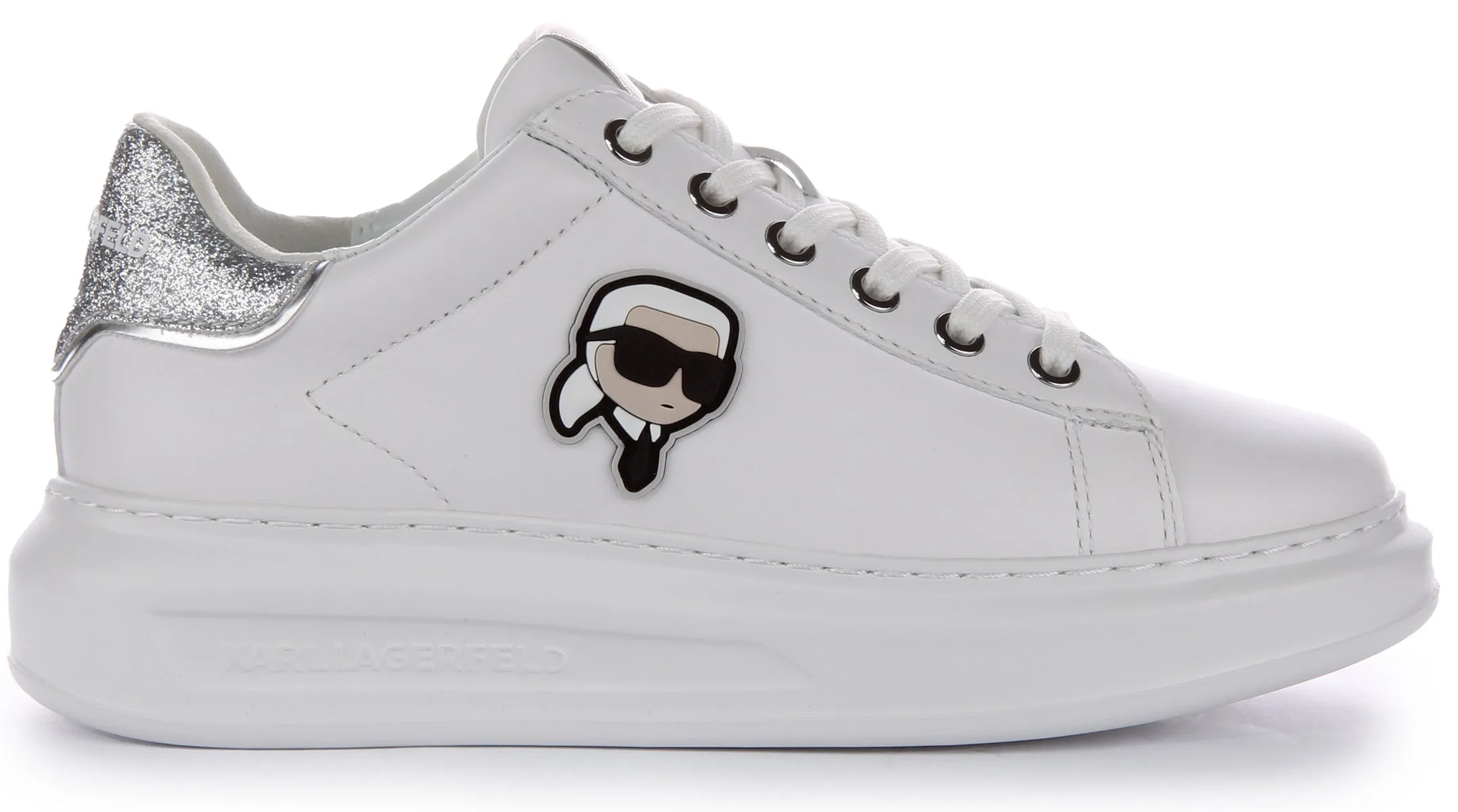 Karl Lagerfeld Kapri NFT Lo In White Silver For Women Flex Foam