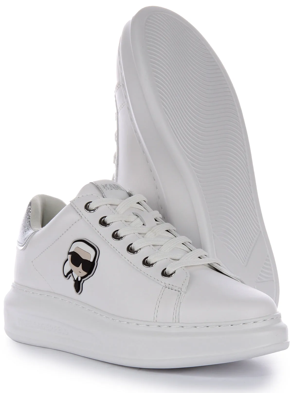 Karl Lagerfeld Kapri NFT Lo In White Silver For Women Flex Foam