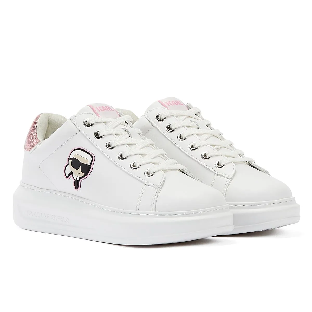 Tread Pattern Karl Lagerfeld Kapri NFT LO Lace Women's White/Pink Trainers