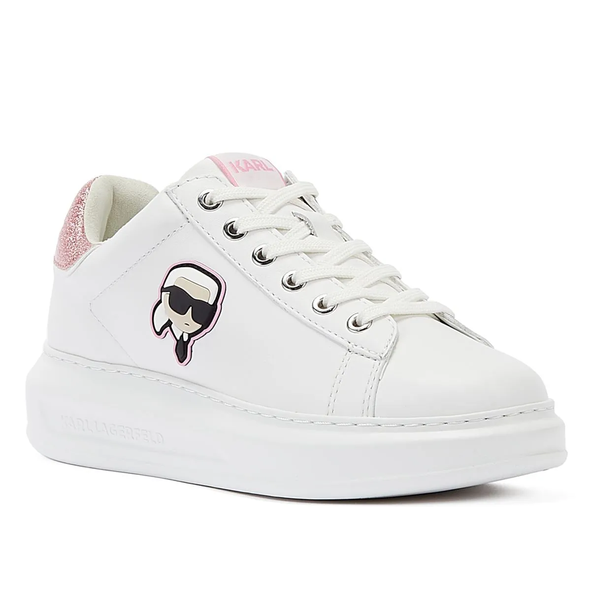 Karl Lagerfeld Kapri NFT LO Lace Women's White/Pink Trainers Foam Support