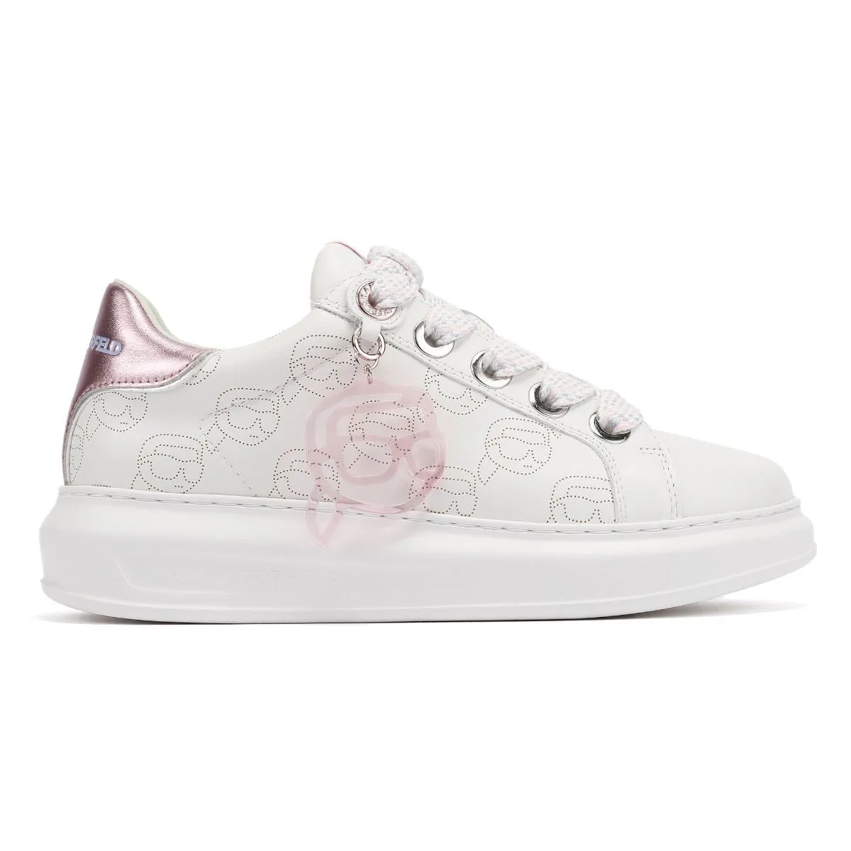Karl Lagerfeld Kapri NFT Plexi Pendant Leather Women's White/Lilac Trainers Sculpted Feel