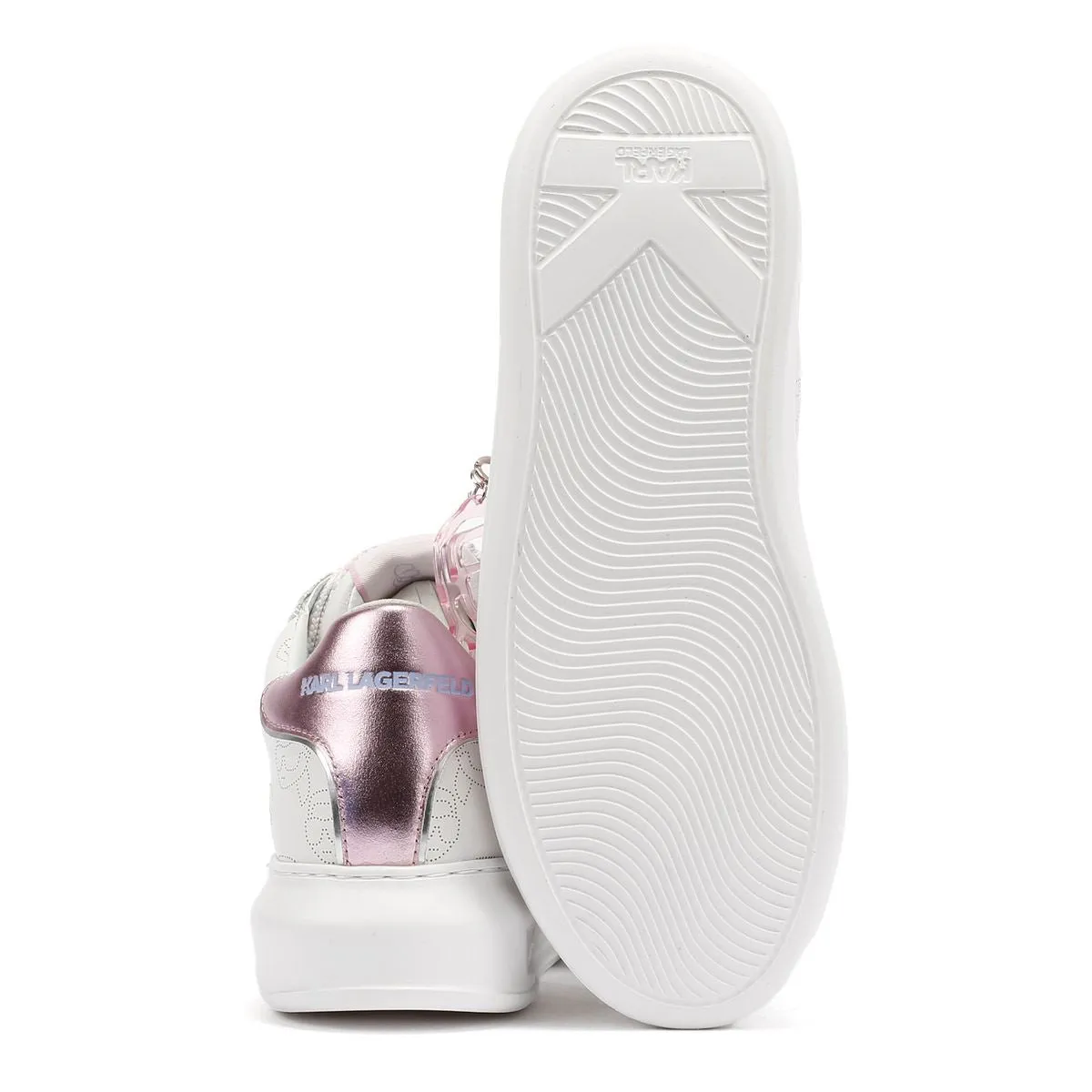 Karl Lagerfeld Kapri NFT Plexi Pendant Leather Women's White/Lilac Trainers Sculpted Feel