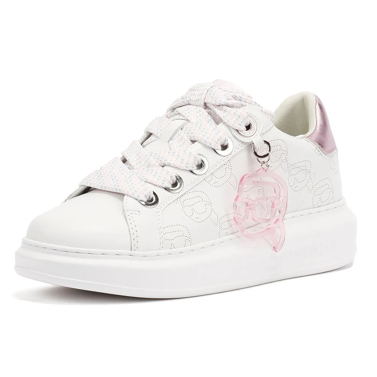 Karl Lagerfeld Kapri NFT Plexi Pendant Leather Women's White/Lilac Trainers Sculpted Feel