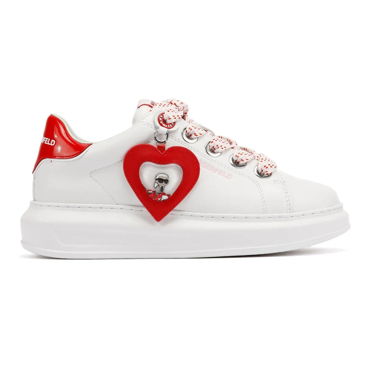 Karl Lagerfeld Kapri Valentine Pendant Leather Women's White/Red Trainers Urban Fit