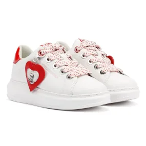 Karl Lagerfeld Kapri Valentine Pendant Leather Women's White/Red Trainers Soft lining offers a smooth feel during active wear Slip Control