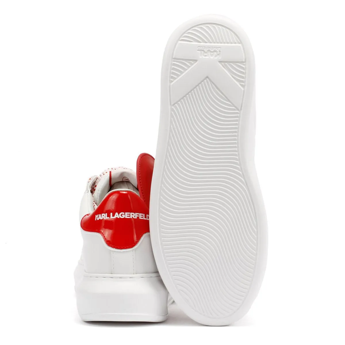 Karl Lagerfeld Kapri Valentine Pendant Leather Women's White/Red Trainers Urban Fit