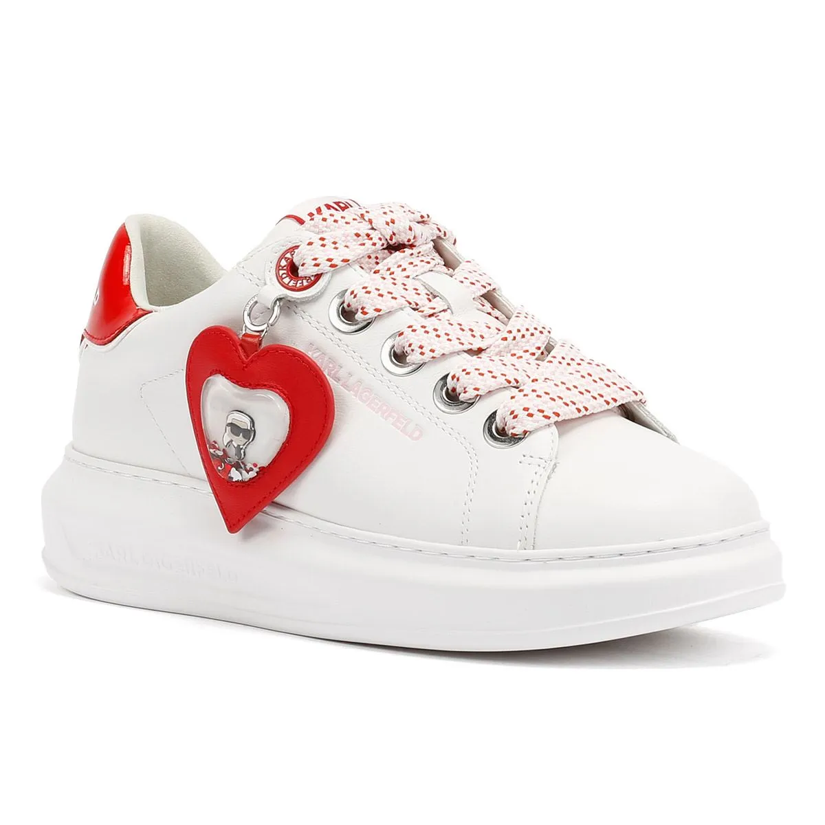 Karl Lagerfeld Kapri Valentine Pendant Leather Women's White/Red Trainers Urban Fit