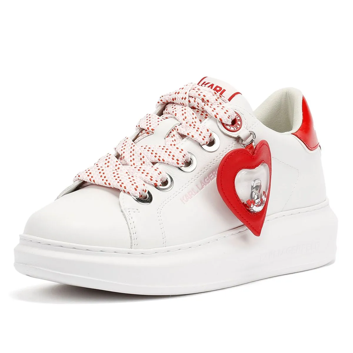 Karl Lagerfeld Kapri Valentine Pendant Leather Women's White/Red Trainers Urban Fit