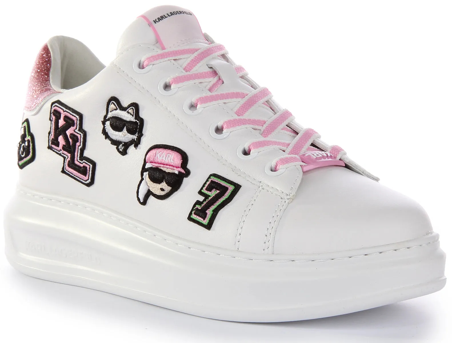 Impact Cushion Karl Lagerfeld Varsity Patch In White Pink For Women