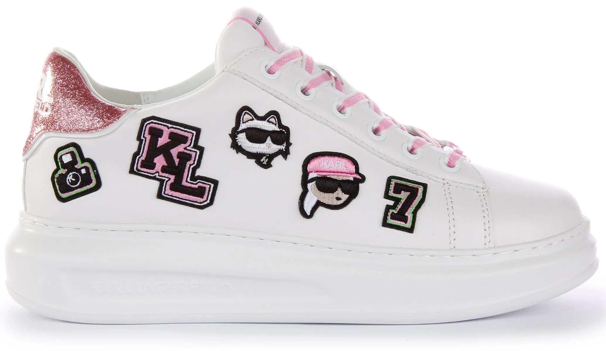 Karl Lagerfeld Varsity Patch In White Pink For Women Sturdy Build