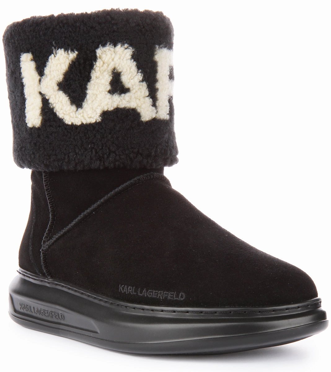 Karl Lagerfeld Kapri Kosi In Black Suede For Women Shock Absorbing Boots Back Trail