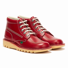 Waterproof Protection Kickers Kick Hi Mens Red Leather Boots