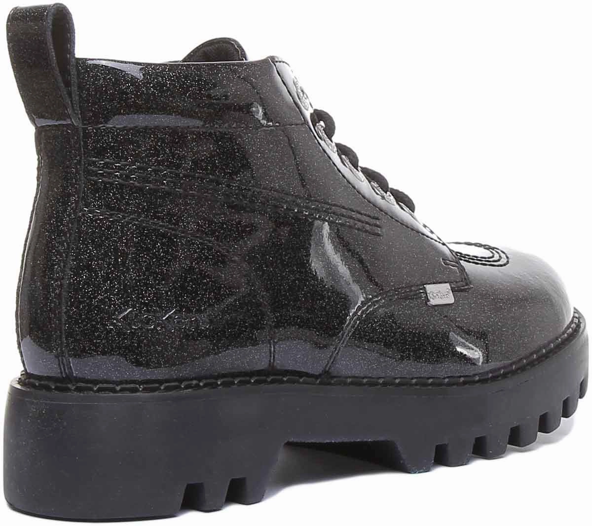 Kickers Kizziie Hi Platform In Black Glitter Patent in UK Size 3 - 8 Trail Explorer