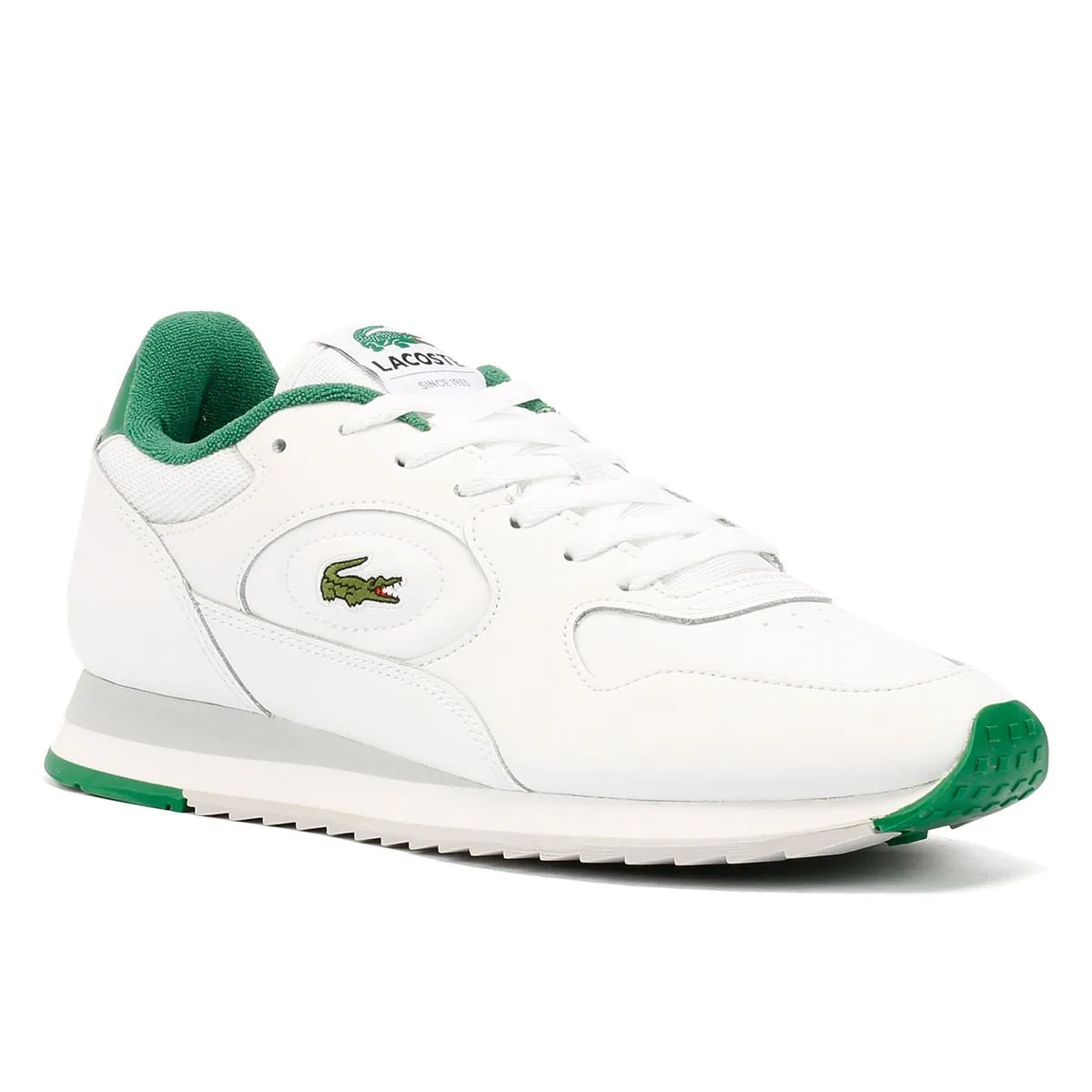 Lacoste Linetrack Leather Men's White/Green Trainers Grip Traction