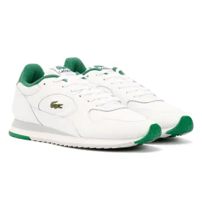 Lacoste Linetrack Leather Men's White/Green Trainers Shoe design supports seamless energy transition Close Fit